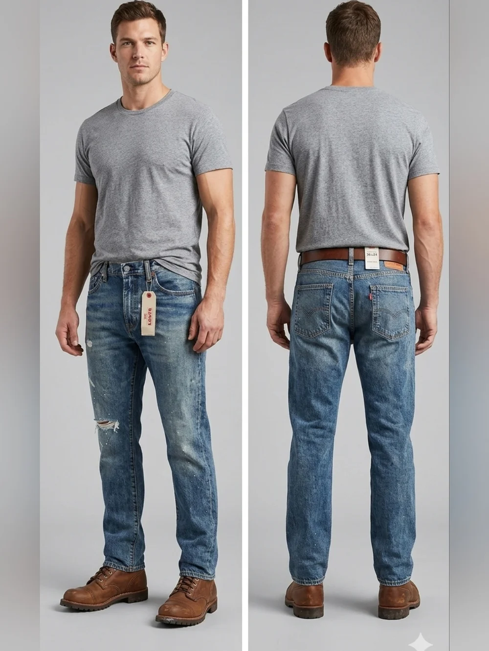 LEVI'S‎ BLUE DESTROYED NWT 511 DENIM JEANS  MEN'S  SIZE 36X 34
